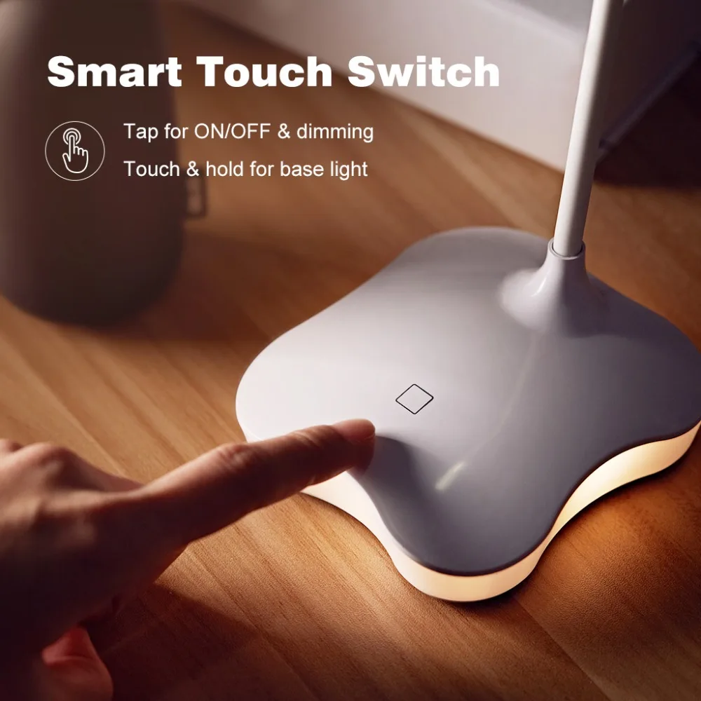 Billige WoodPow Klee FÜHRTE Tisch Lampe Usb Aufladbare 3 Ebene Touch Dimmbare Schreibtisch Lampe Studie Lesen Buch Licht für Schlafzimmer Nacht licht