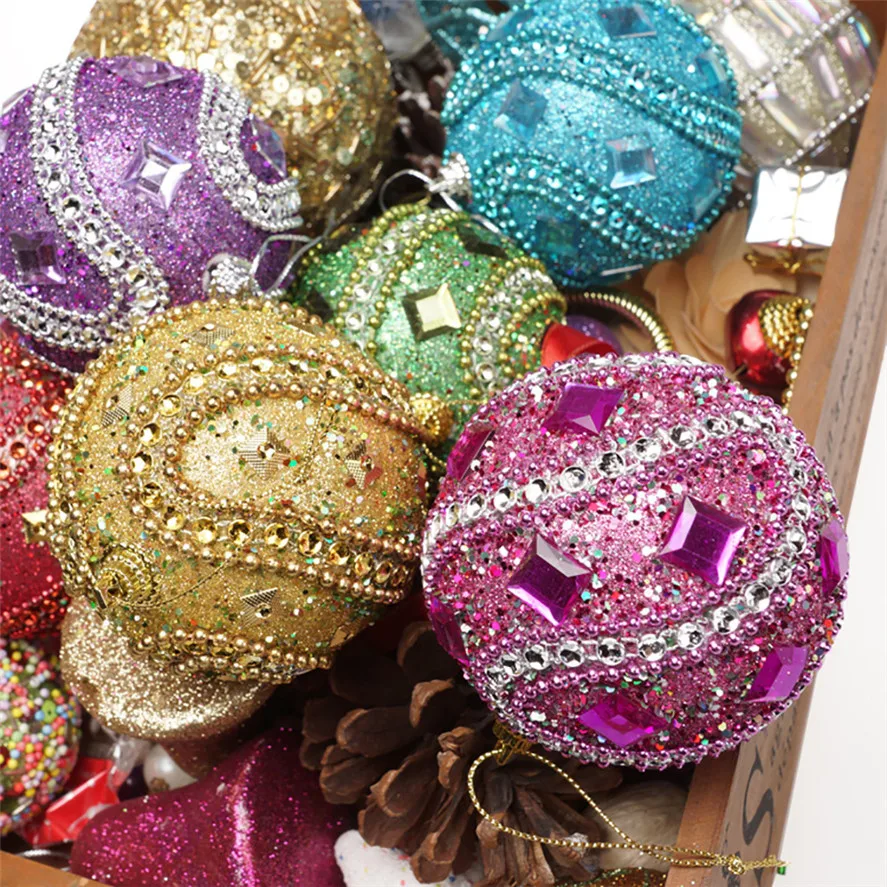 Блестящий новогодний шар 8 см, 1 шт., шары-безделушки, украшение для рождественской елки, декоративные шары на Рождество 30