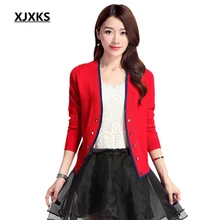 XJXKS, Одноцветный свитер, Женский Повседневный вязаный кардиган, осенний длинный рукав, высокое качество, женские свитера