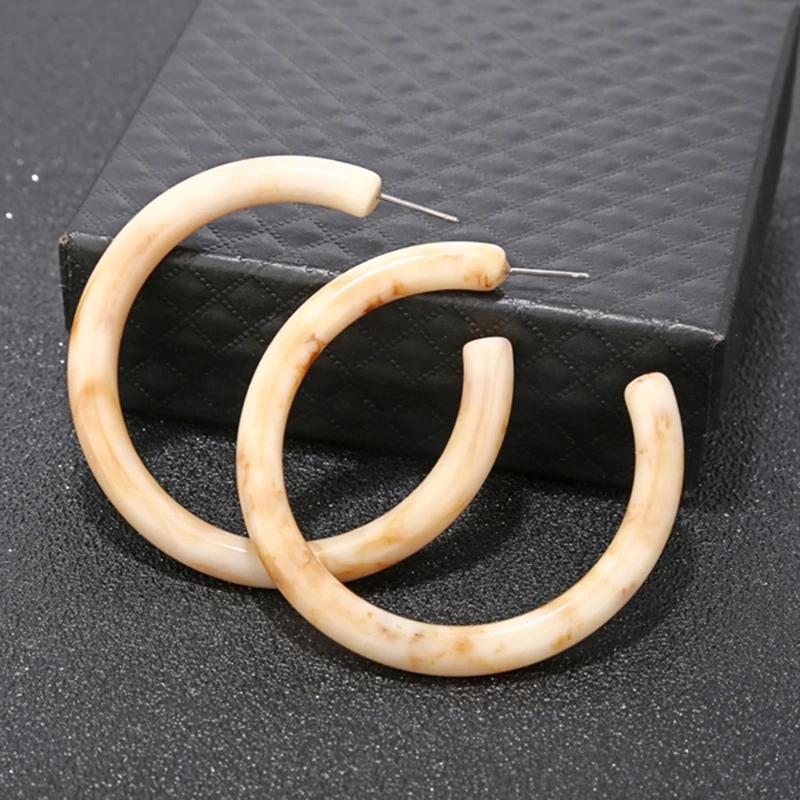 

New Fashion Round C Statement Earrings Acrylic acetic acid Earrings Tortoise Shell Earrings Resin Hoop Earrings for Women