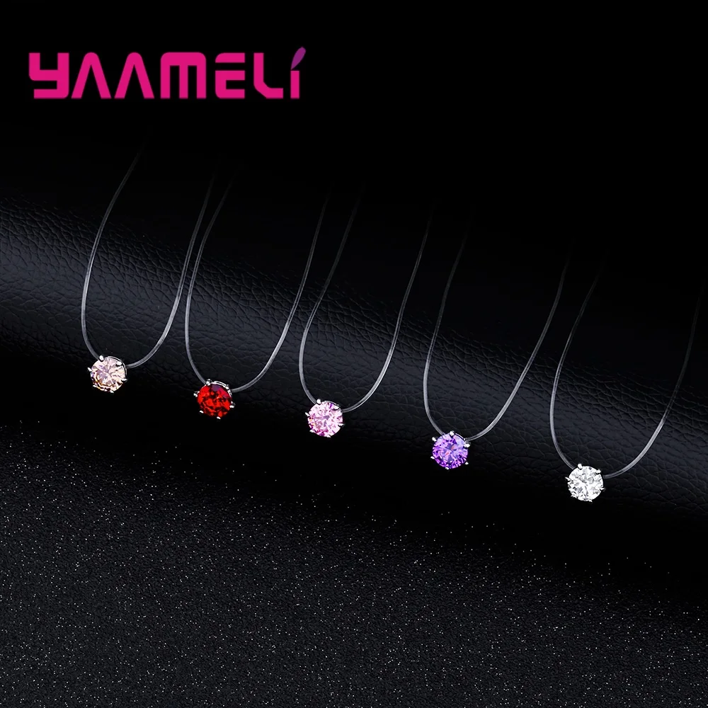 

YAAMELI New Design Simple Casual Style Necklace Clear Fishing Line Collares 8 Color Crystal Jewelry Wedding Party Daily Bijoux