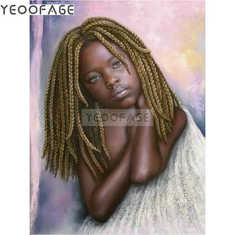 

Full square Diamond embroidery Diamond mosaic picture Decorative 5D DIY Diamond Painting Crystal Cross Stitch African girl kit