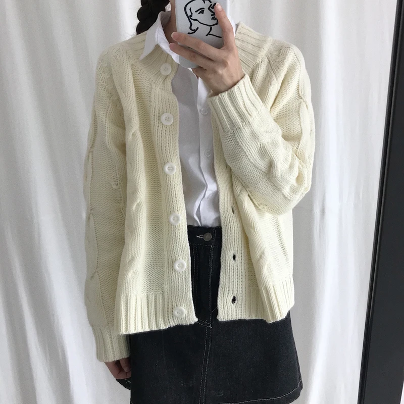 Women's Cardigan Sweater Long Sleeve Button Down Soft Knit thick Sweater Coats Purple