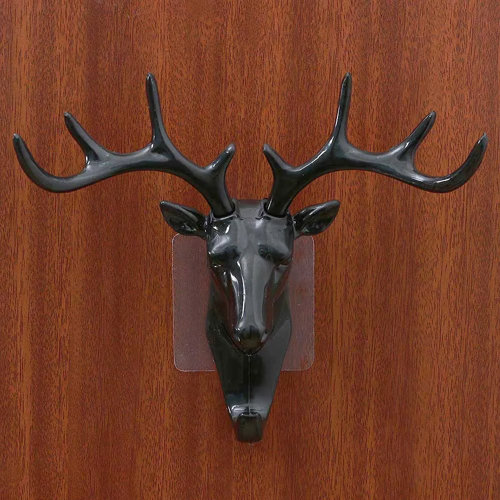 Creative Solid Deer Head Antlers Wall Hanging Hook for Hanging Clothes