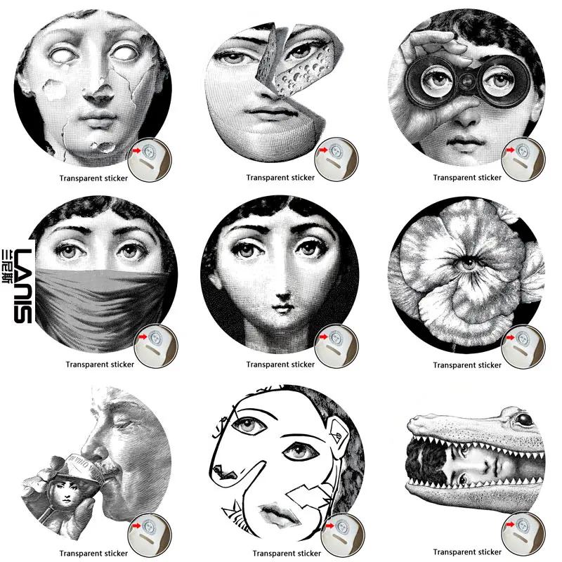 NO.113-140 дизайнерские обои Fornasetti, прозрачные наклейки на стену для украшения стен, гостиной, 1 шт