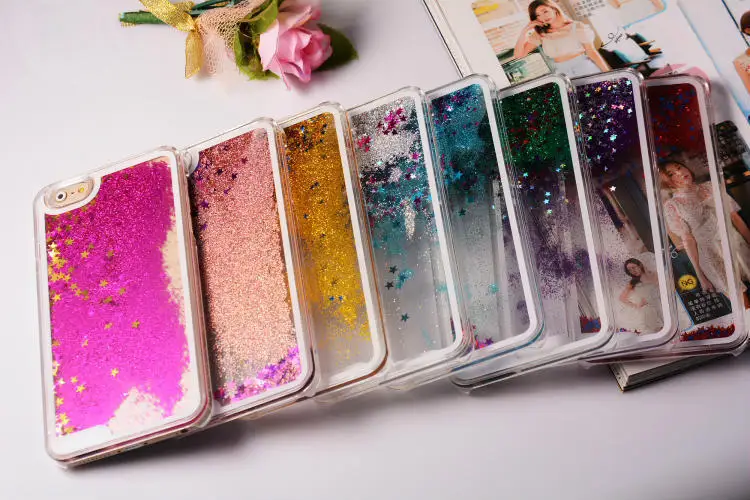 Liquid Glitter Bling Case for iPhone X Transparent Dynamic Cover for iPhone 4 4G 4S SE 5 5G 5S 5C 6 6S 7 8 Plus Water Case
