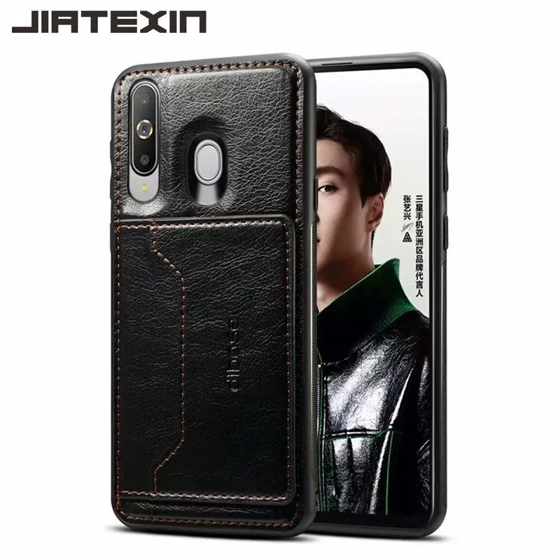 JIATEXIN TPU Bumper Case For Samsung Galaxy A8s PU Leather Cover Shell A9 Pro (2019) Magnetic Holder With Card Pocket Capa |