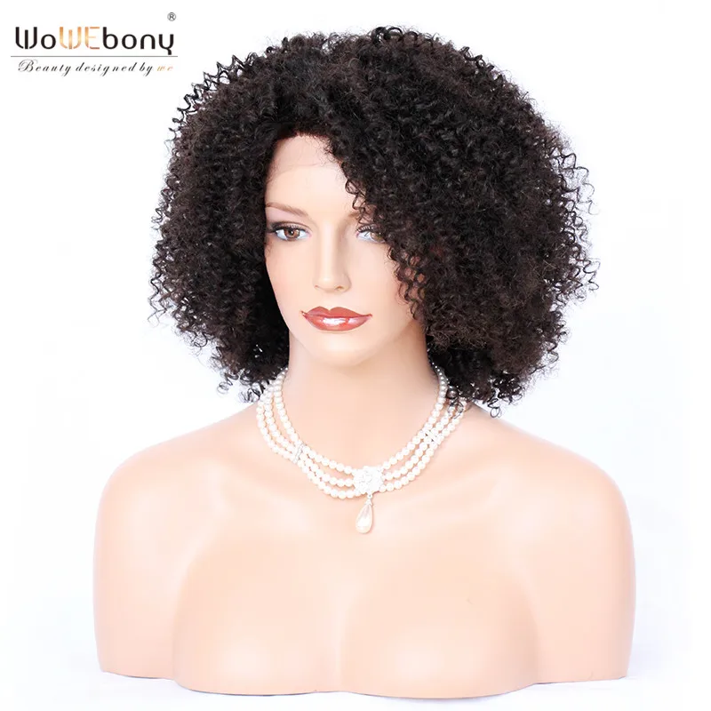 

Short Kinky Curly Lace Front Human Hair Wigs Brazilian Remy Hair 13*4 Lace Front Wig Pre Plucked Bleached Knots With Baby Hair