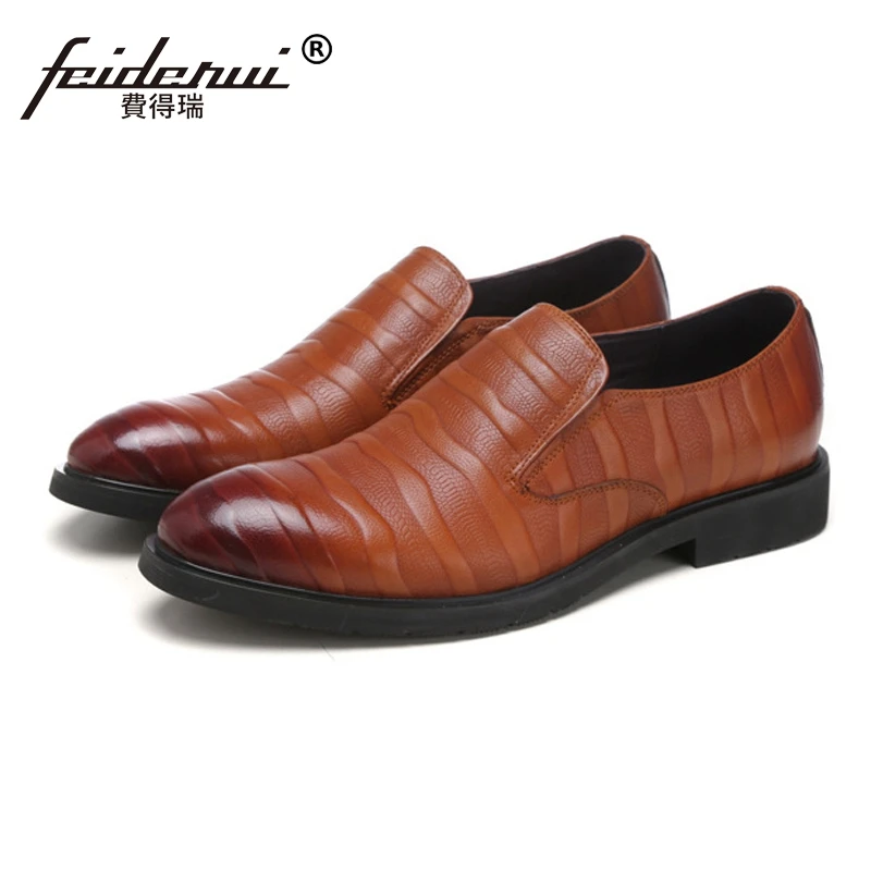 Calzado Zapatos Ocasionales Nueva Mano En Hombres Ss17 Mocasines Del Hombre A Llegada Negro Genuino Los Hecho Cuero Resbalón Pie marrón Dedo Rayas De Cómodos Redonda twqqIUxr