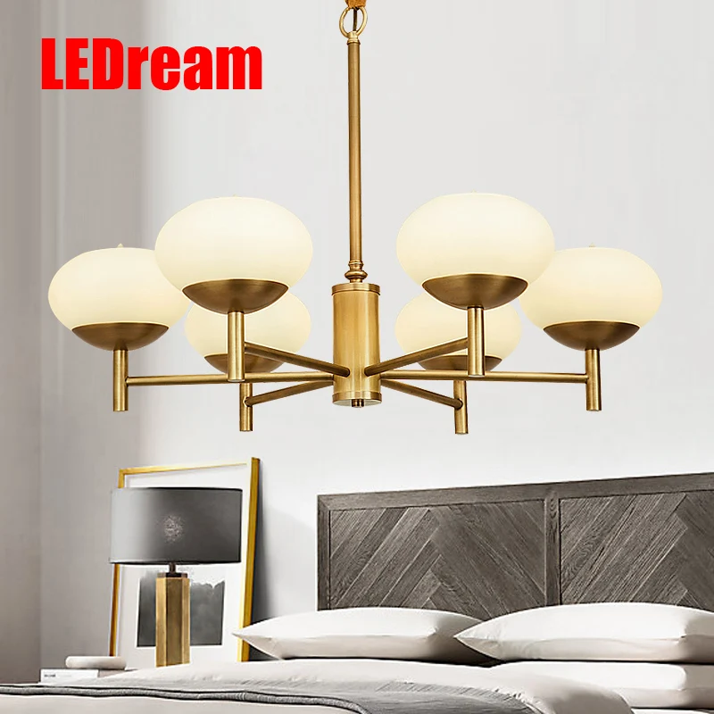 

Simple American full copper chandelier fashion contemporary and contracted sitting room the bedroom lamp study restaurant lamps