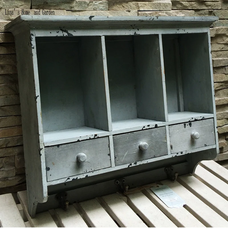 

handmade solid small wood shabby and chic wall cabinet