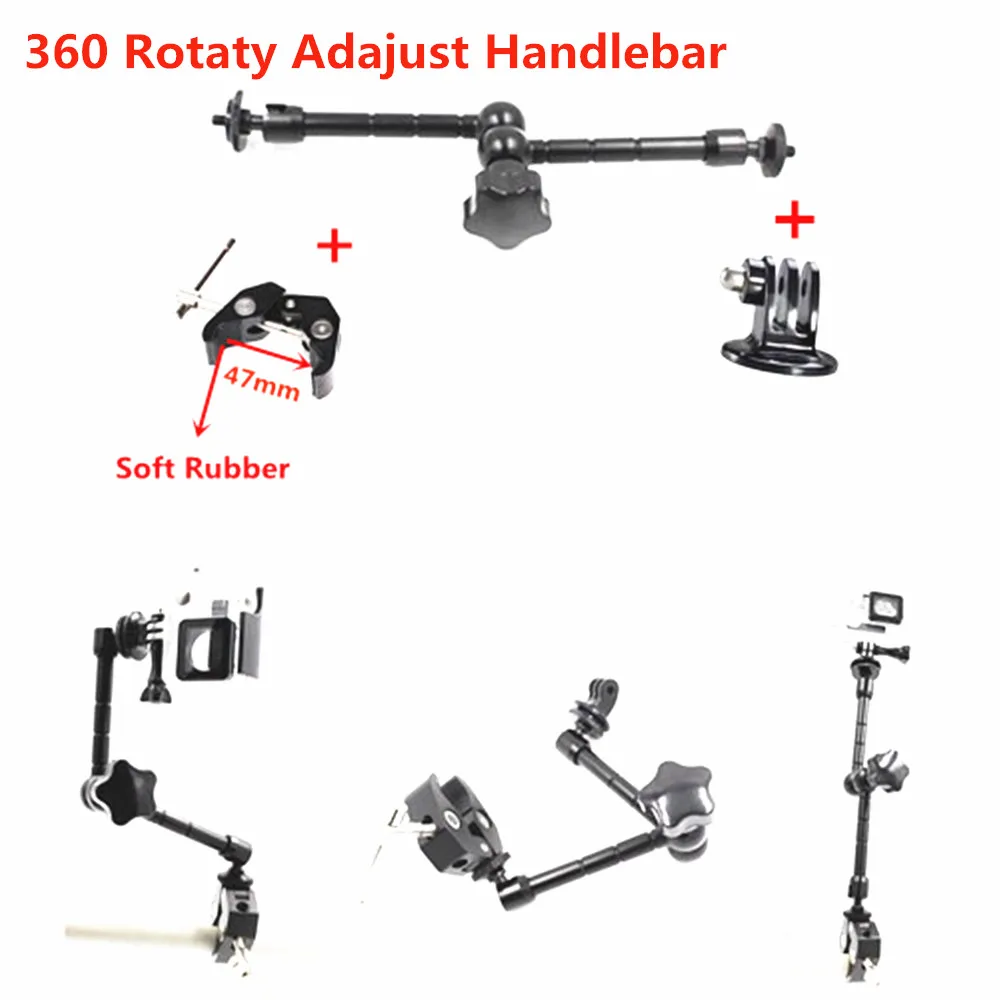 

Aluminum Gimbal Magic Arm Mount+Bike Bicycle Motorcycle Handlebar Mount Tripod Adaptor For Gopro Hero 6 hero 5 4 Session 3 3+