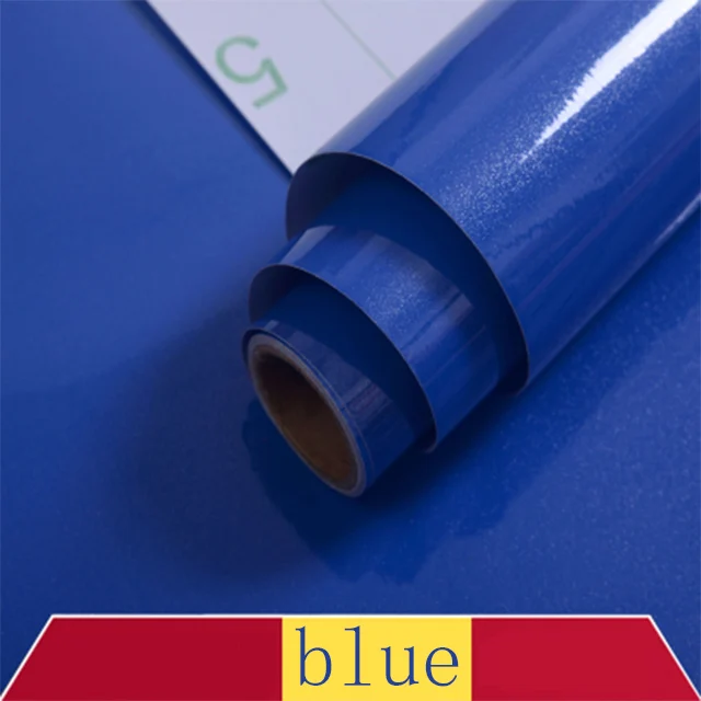 DIY самоклеющиеся декоративные глянцевые обои для современной мебель шкаф для спальни шкаф сплошной цвет контактная бумага домашний декор - Цвет: Blue