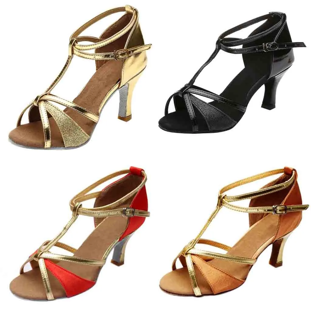 

YOUYEDIAN 2019 fashion Girl Latin Dance Shoes Med-Heels Satin Shoes Party Tango Salsa Dance Shoes dames schoenen high heel #g30
