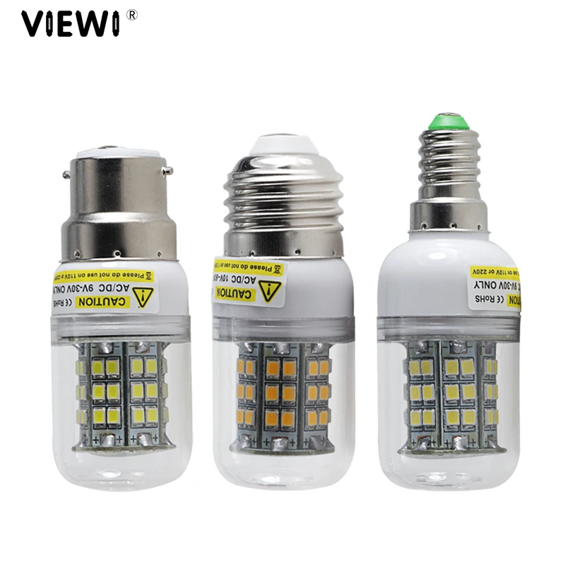 

1 piece lampadas led lamp E27 E12 E14 B22 3W super Ac Dc 12 24 v volt corn bulb smd 2835 48 leds energy saving light 12v 24v