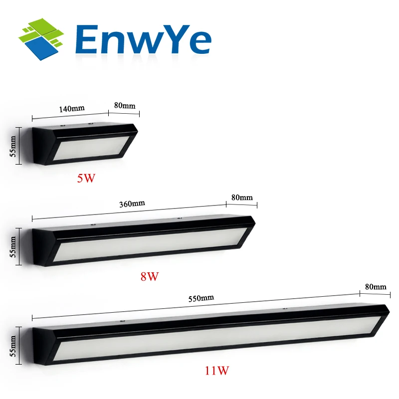 EnwYe светодиодный настенный светильник, 5 Вт, 8 Вт, 11 Вт, AC85-265V, современный простой светильник для спальни, освещение в помещении, столовой, коридоре, алюминиевый материал