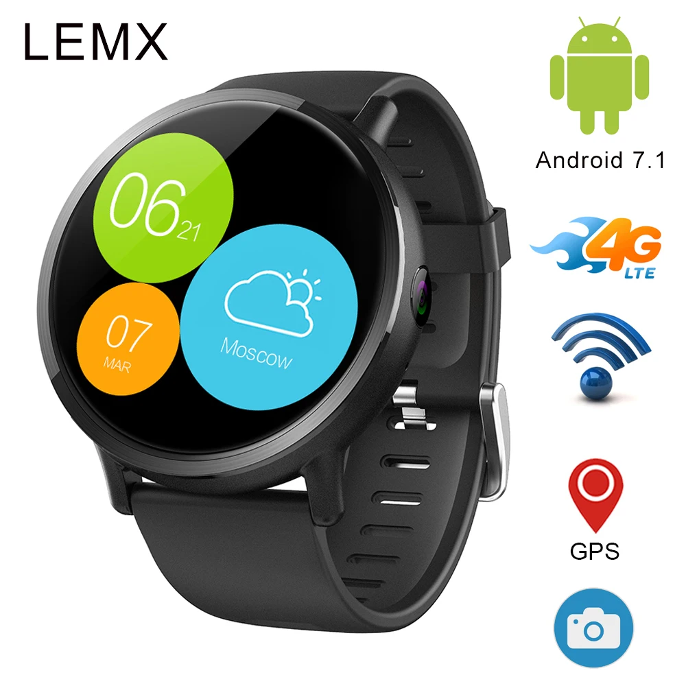 

LEMX Android 7.1 4G Smart Watch Phone 1GB + 16GB 2.03 inch Screen 8MP Camera GPS Smartwatch Men Women Heat Rate Monitor Clock