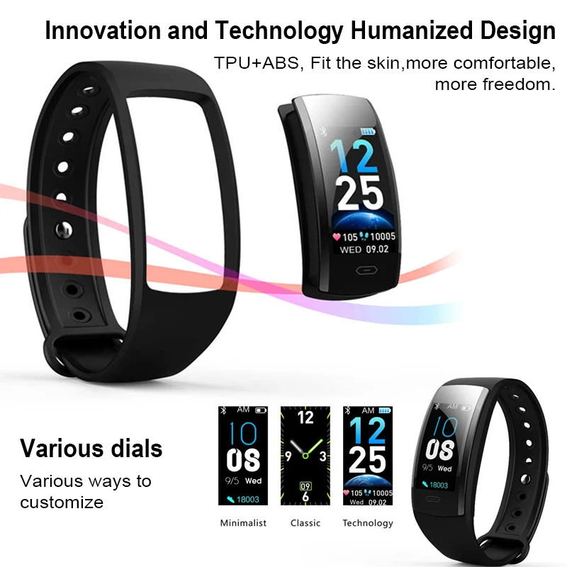 2019Diggro QS90 PLUS Blood Pressure Smart Bracelet Heart Rate Monitor Color Touch IP67 Fitness Tracker Smartband For Andriod IOS