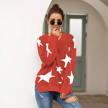 

Women Sweaters Autumn and Winter Women Wear Loose Knitted Stars Sweaters