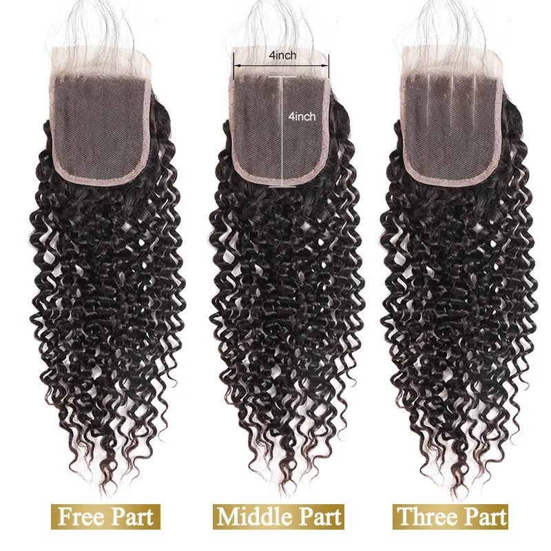 Mongolian Kinky Curly Virgin Hair Bundles with Closure Unprocessed Curly Human Hair Bundles with Closure 4PCS LOT Funmi Hair