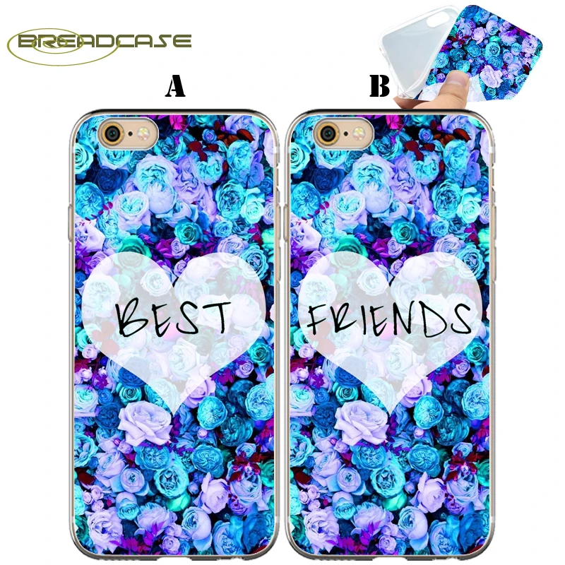 Coque Best Friends Sisters Floral Clear Soft Silicone Couple Cover for