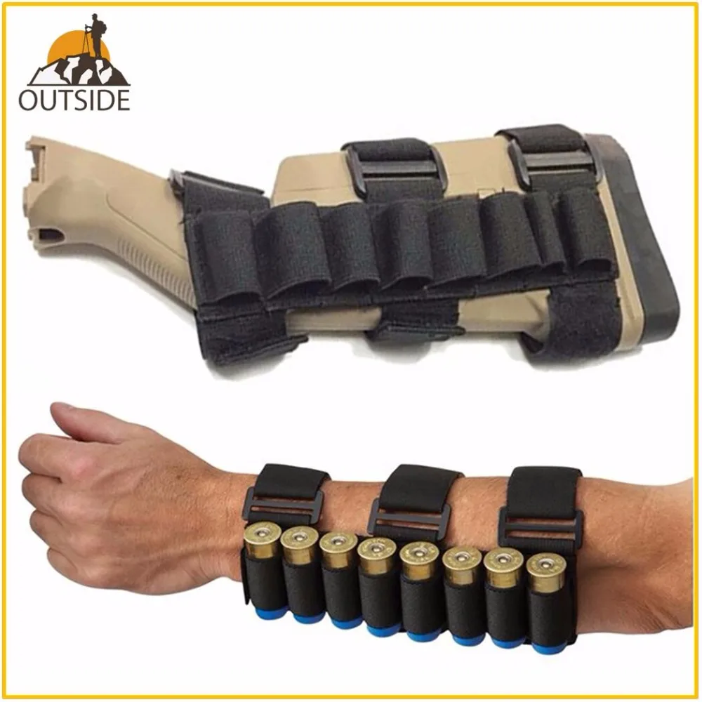 

Quality Portable Tactical 8 Round Buttstock Shell Bullet Tape Adhesive Tape Nylon Air-soft Hunting Ammo Bag fit on gunstock arm