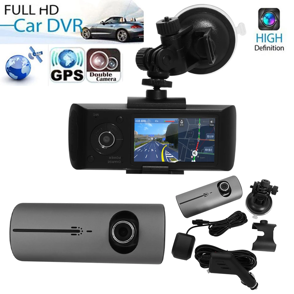 

2.7" SDHC Class6 1GB-32GB Vehicle Car DVR Dual Lens Dash Camera 3D G-Sensor GPS Video Recorder Dash Cam X3000 R300 Car DVRs