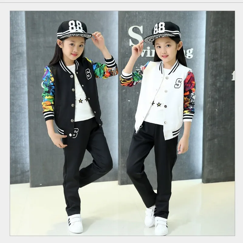 Baseball Clothes 2015 Autumn New Neutral Girls Clothing Set Piece Fitted Sportswear Simple and Comfortable Baseball Clothes