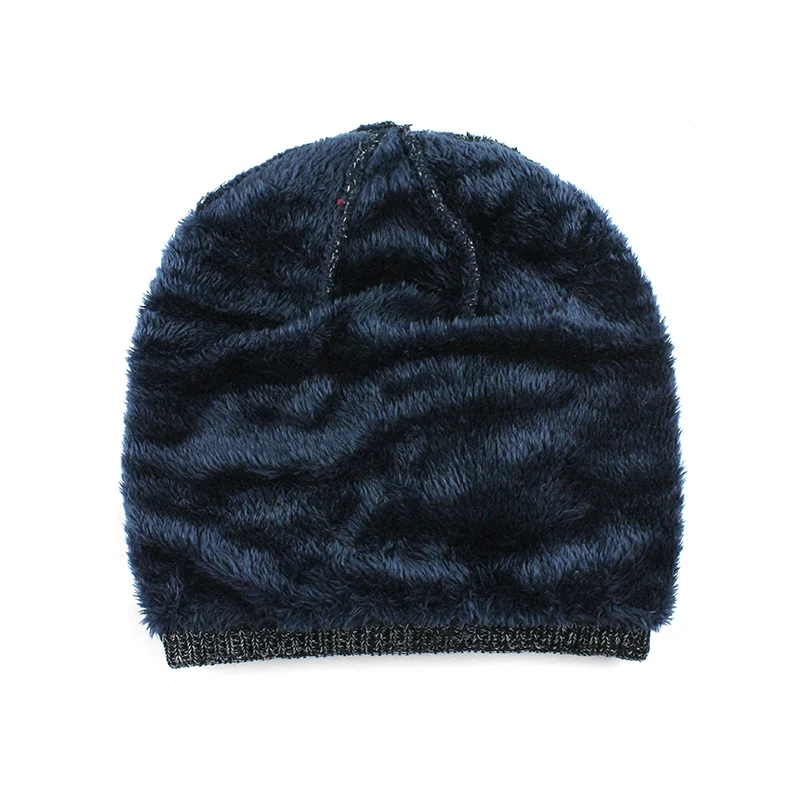 [FLB] зимняя вязаная шапочка для мужчин двухслойная теплая вязаная береты-кепки мужские толстые бархатные шапочки F18068