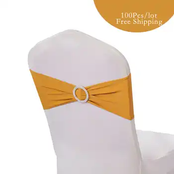 Send from France 100PC Wedding Linens Spandex Chair Bow Stretch Chair Band for Wedding Banquet Party Event Decoration Chair Sash