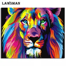 Бескаркасные Красочные для картина на стену для дома Лев животные Абстрактная живопись Diy цифровая картина маслом номера современные стены книги по искусству изображение
