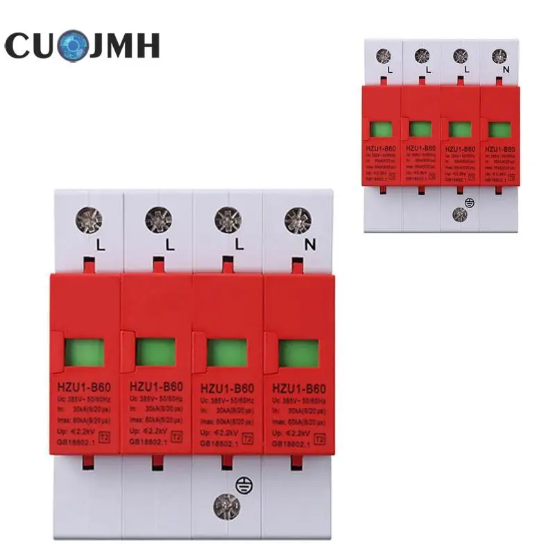 Power Supply Lightning Arrester 4p Surge Protector Protect Thunder Electric System Tool 380v Three Phase Lightning Arrester