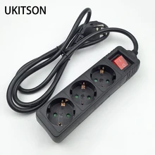Black Power Strip 3500W 16A 250V EU Plug European Electric Adapter Multiple Outlet Extension Socket Home Electronics Charging