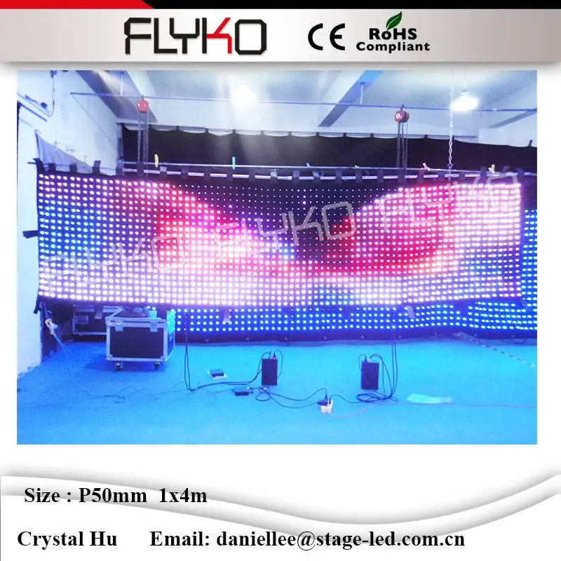 

Led vision curtain with black asbeston cloth for led stage backdrops lights P5cm 4x1m