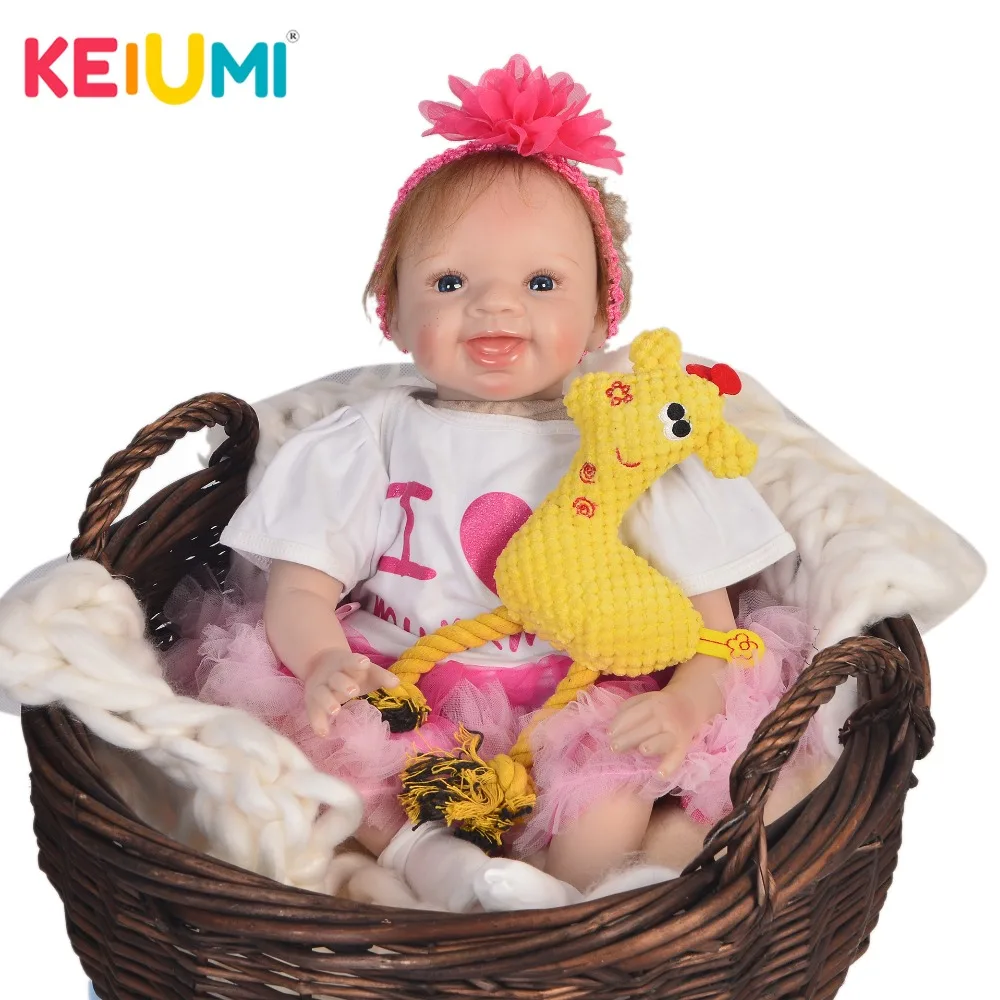 

KEIUMI 22 Inch Realistic Silicone Vinyl Reborn Baby Dolls Newborn Toy Fashion Reborn Dolls PP Cotton Body 55 cm For Girl Gifts
