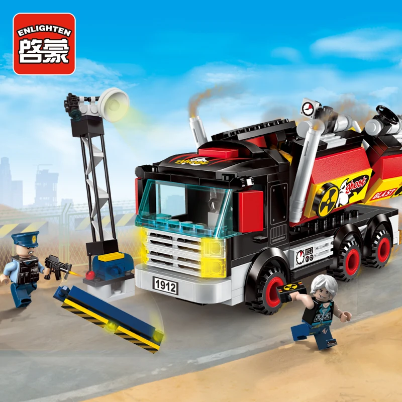 

Enlighten Building Block City Police Demolition Trucks 2 Figures 292pcs MOC Educational Bricks Toy Boy Gift-No Box