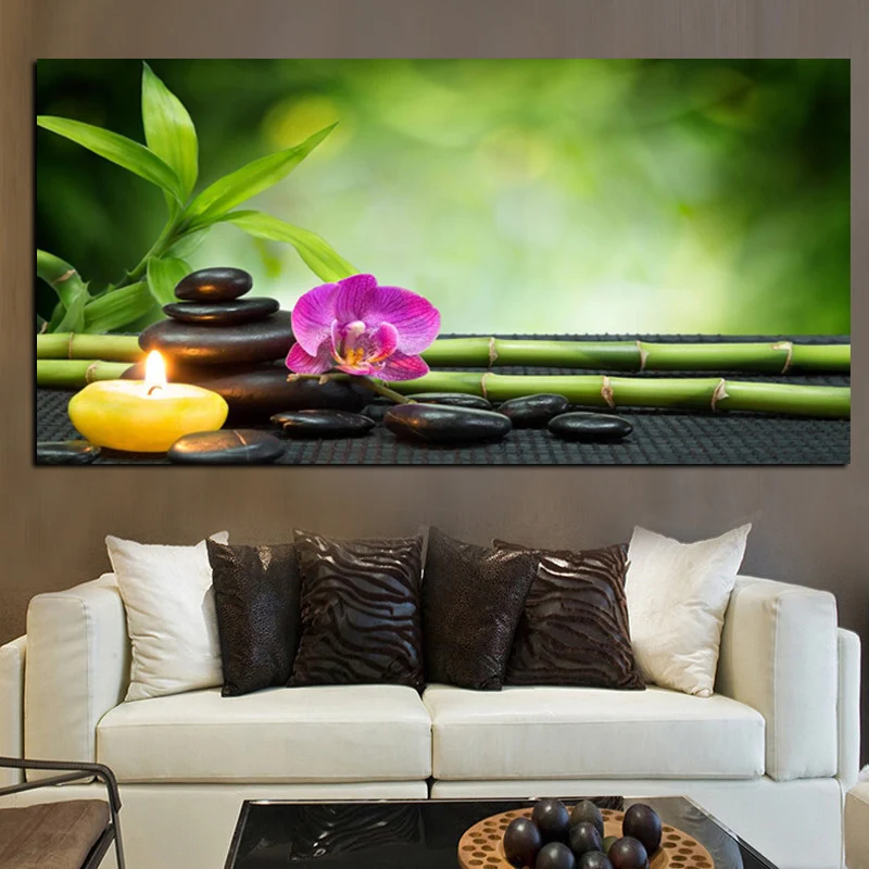 HD Print Modern Orchid Zen Spa Stone Bamboo Candls Oil Painting on Canvas Art Poster Wall Art Picture for Living Room Cuadros (3)