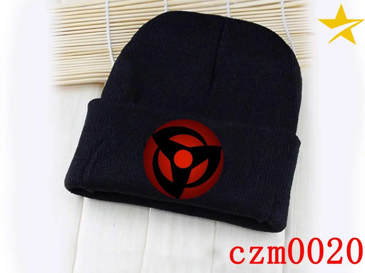Аниме эмблема Наруто черный Skullies Beanie вязанная хлопковая шапка модные подарки