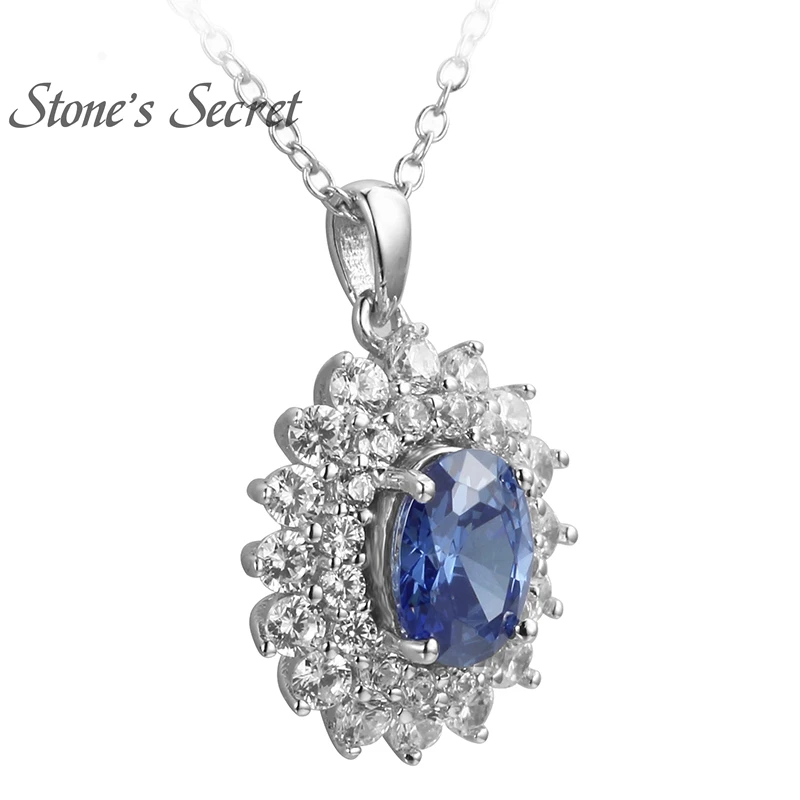 925 Sterling Silver Created Tanzanite Pendant With Chain Sunflower Jewelry