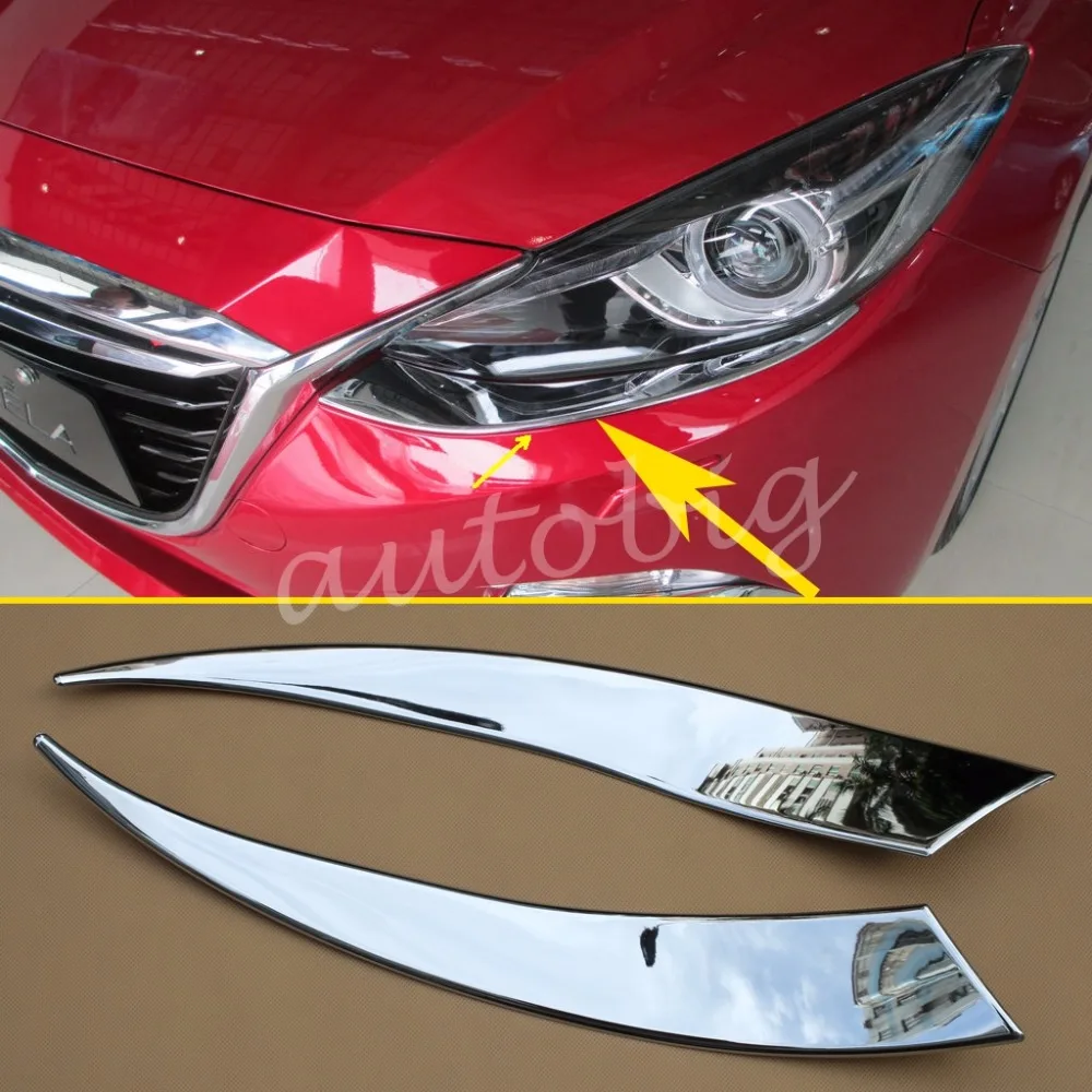 

Chrome Styling Head Light Cover Front Lamp Eyebrow Trim FOR 2014 2015 2016 Mazda 3 Mazda3 BM Headlight Accessories