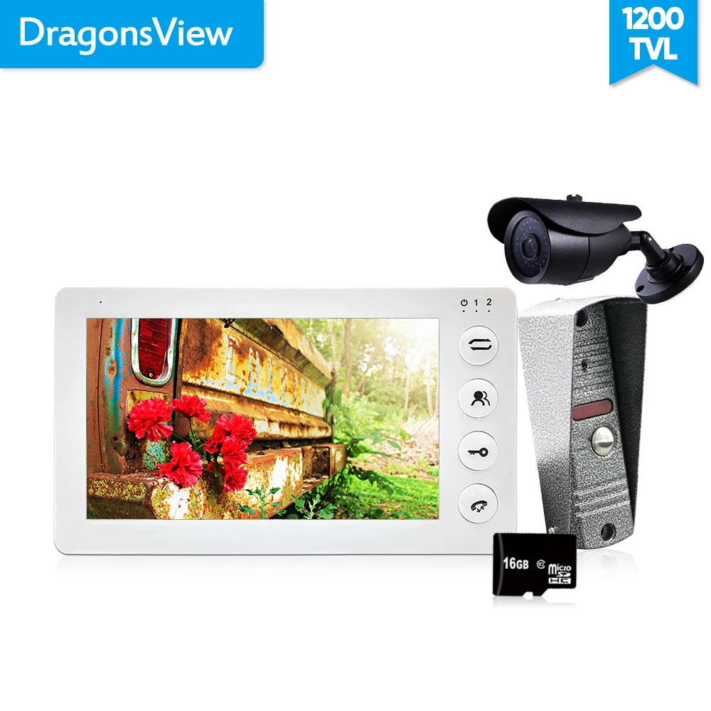 Видеодомофон Dragonsview 7 дюймов 16 ГБ + камера видеонаблюдения|Видеодомофон| |