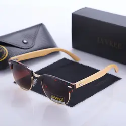 2019 LVVKEE Горячий бренд дизайн полурамка деревянные бамбуковые солнцезащитные очки Классический мастер высокое качество анти-Вертиго