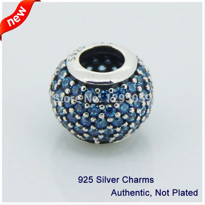 

Fits Pandora Bracelets Genuine 925 Sterling Silver Original Abstract pave Teal CZ Charms Beads for Jewelry Making Wholesale