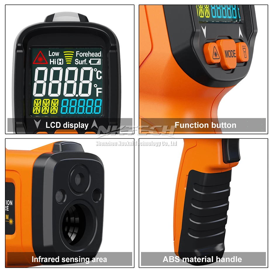 Цифровой лазерный инфракрасный термометр NKTECH NK 200C LCD 50 ~ 800 градусов Цельсия