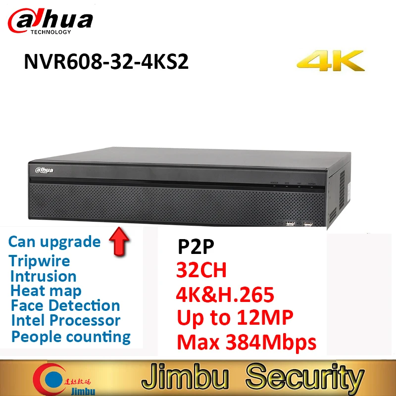 

Dahua 32 Channel Ultra 4K NVR NVR608-32-4KS2 H.265 Network Resolution Max 384Mbps face detection DVR Intel Processor Up to 12MP