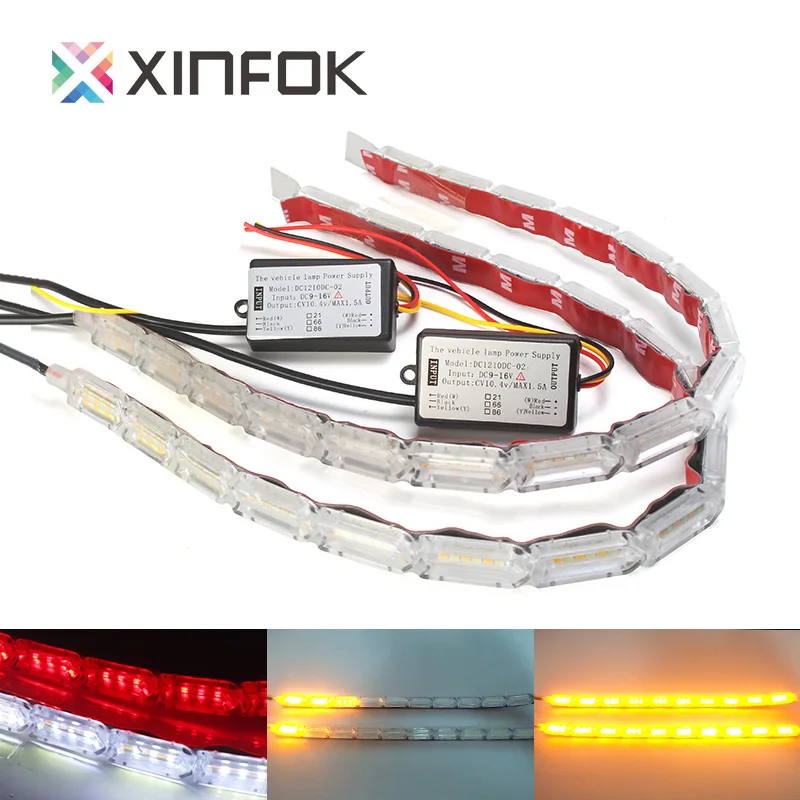 2PCS Waterproof Flexible LED Strips Lights New Arrival DRL Daytime