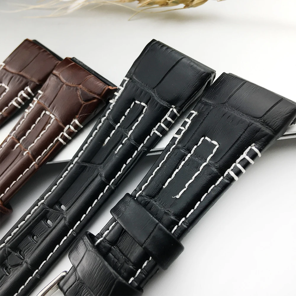 26 мм плоский конец итальянская телячья кожа ремешок для часов Seiko CPC007 CPC077 ремешок для часов браслет ремень мужские часы замена