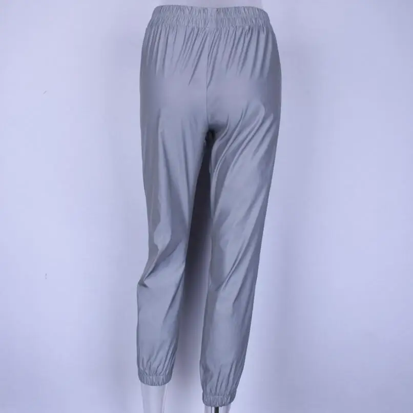 Новинка, стильные Светоотражающие штаны для бега,, Осень-зима, женские повседневные серые однотонные уличные брюки, отражающие брюки-карго