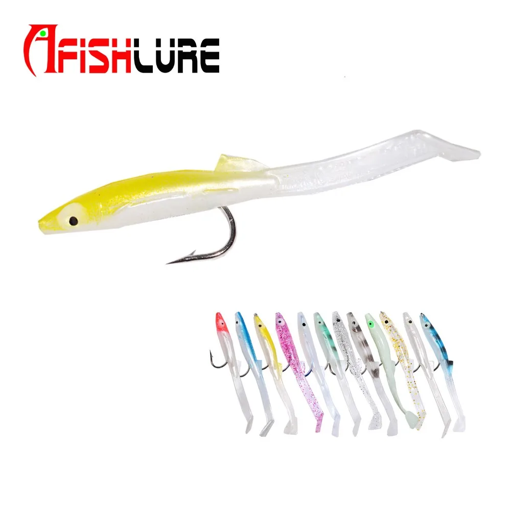 

6pcs Afishlure Paddle Tail Sand Eel 8.5cm(3.3'') leurre souple fishing bait sahte yem plastic lure luminous eel leurre peche