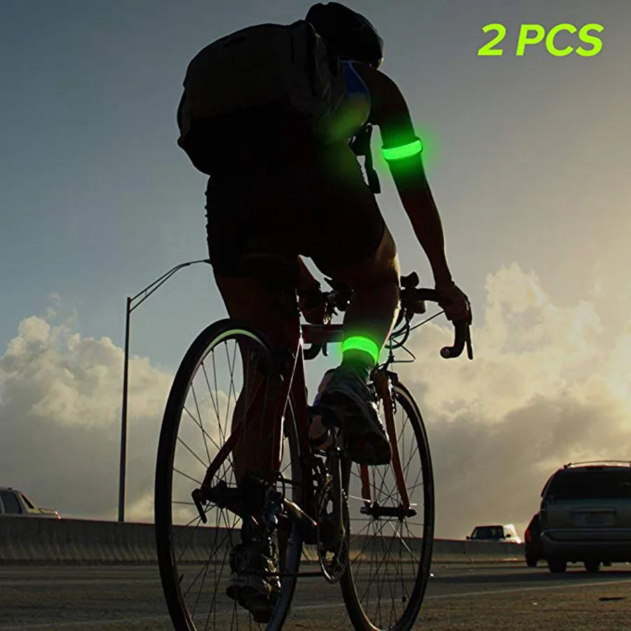 2 упак. ходовые огни спортивные светодио дный Напульсники Регулируемый светящиеся браслеты для бегунов велосипедисты езда безопасности